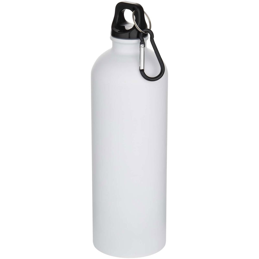 Oregon 750 ml matte RCS gecertificeerde enkelwandige roestvrijstalen waterfles met karabijnhaak - met logo of - wit