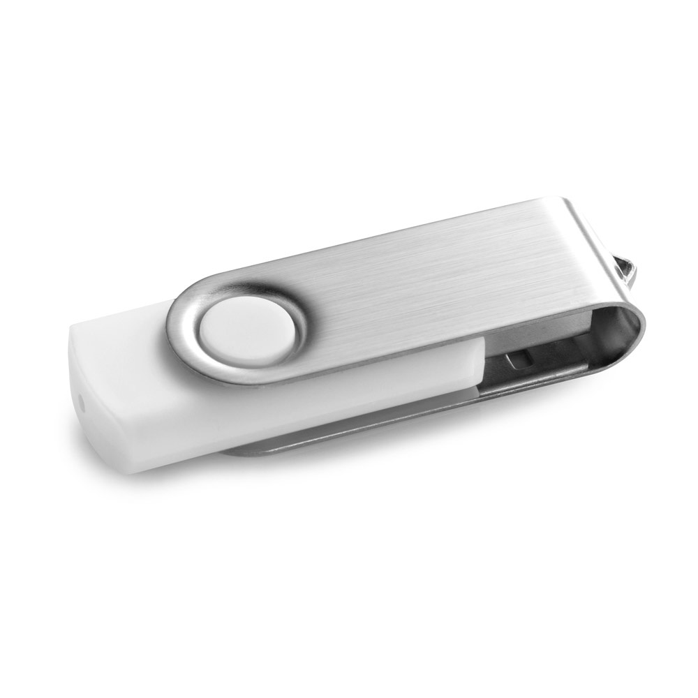 CLAUDIUS 8GB. 8 GB USB-stick met metalen clip - bedrukt of onbedrukt verkrijgbaar - Wit