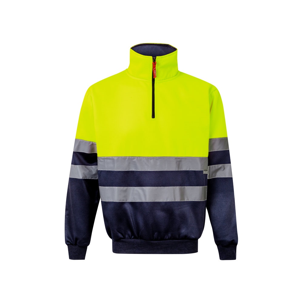 VL THOR. Tweekleurig sweatshirt (300g/m²) van polyester fleece (100%) - bedrukt of onbedrukt verkrijgbaar - Marineblauw, Geel