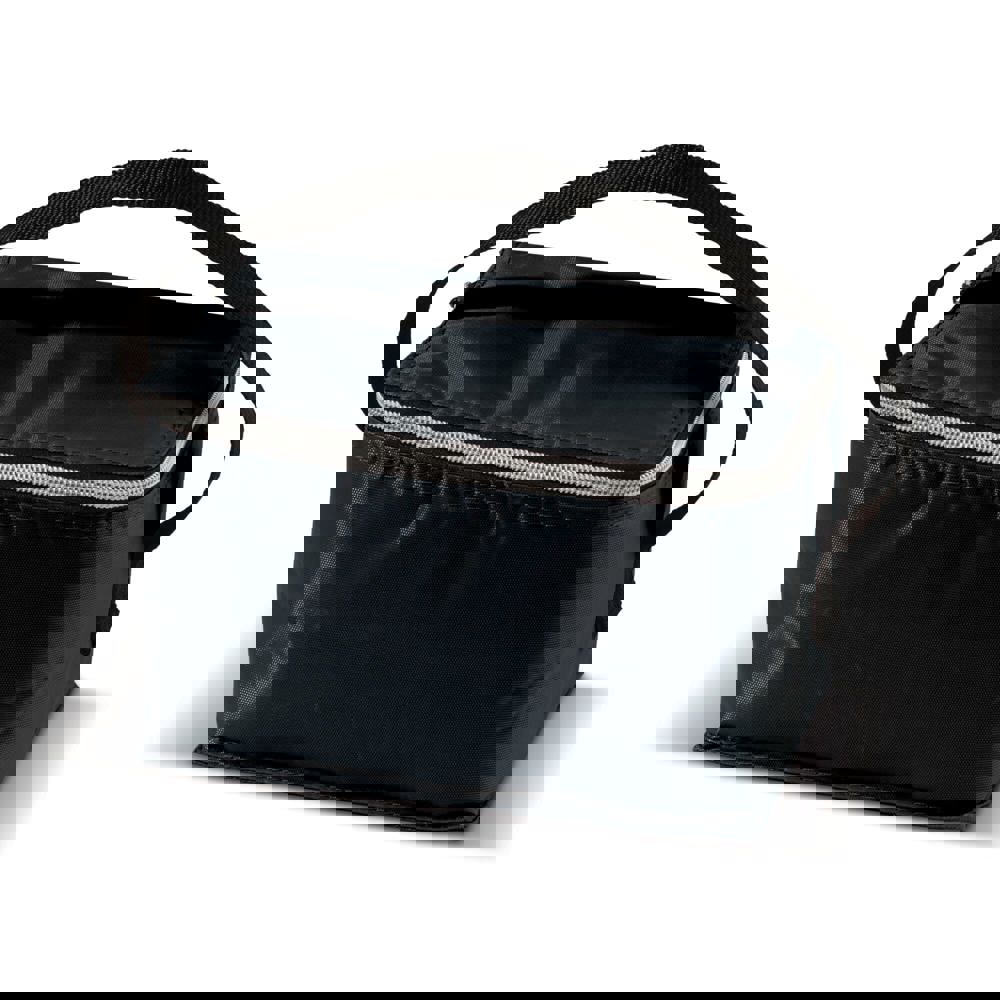 Koeltas met rits klein 20 x 12.5 x 13 cm - bedrukt of onbedrukt verkrijgbaar - zwart