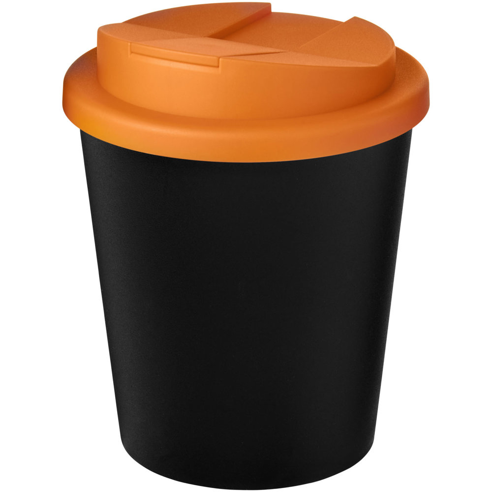 Americano® Espresso Eco 250 ml gerecyclede beker met knoeibestendig deksel - bedrukt of onbedrukt verkrijgbaar - Zwart, Oranje