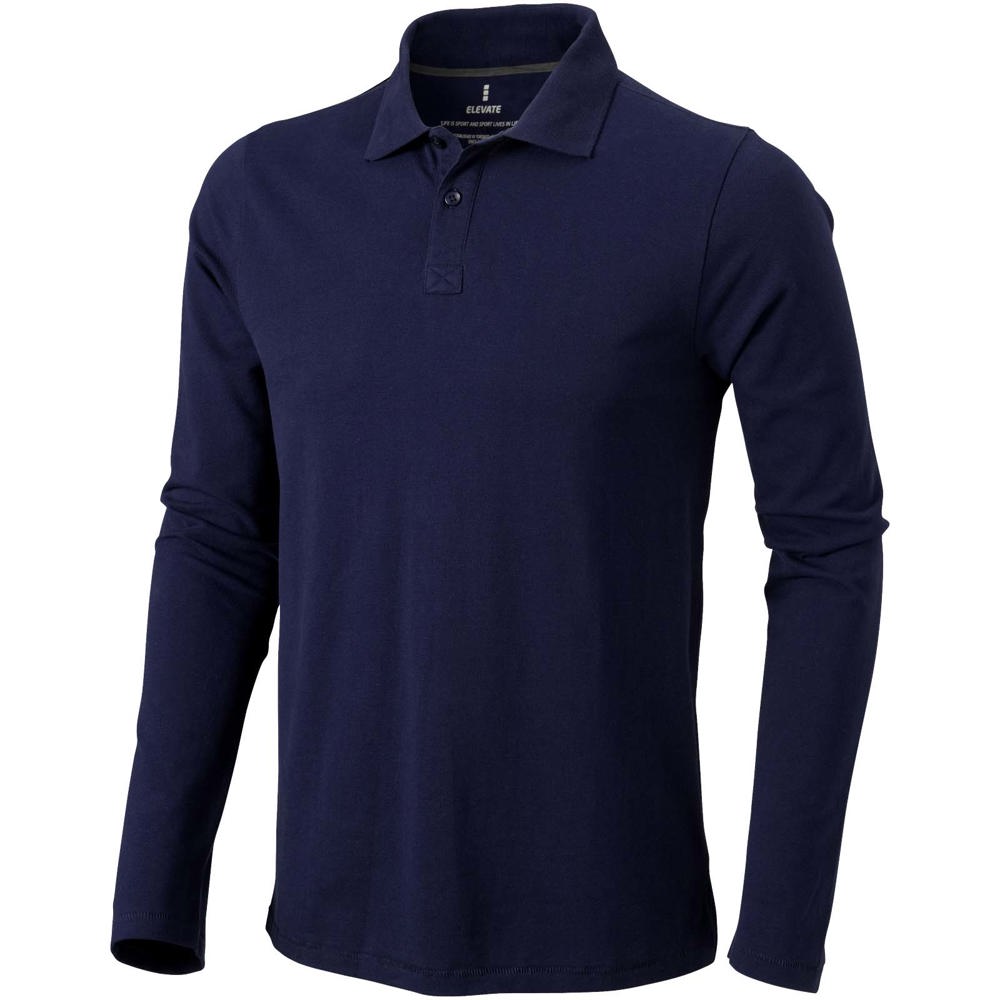 Oakville herenpolo met lange mouwen - bedrukt of onbedrukt verkrijgbaar - Marineblauw