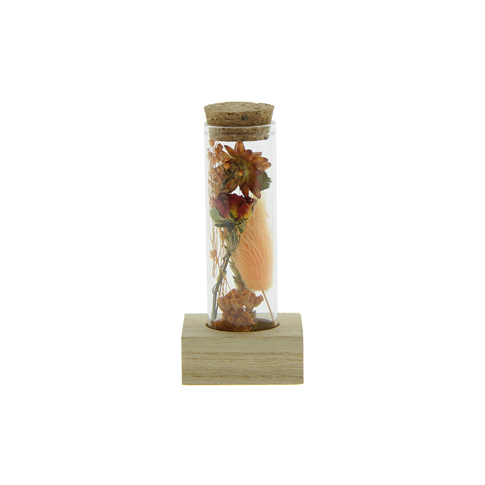 Dried Flowers - Single tube & wood - voor bedrijven en relatiegeschenken - oranje