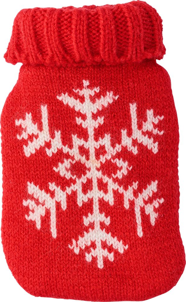 Kerst heat pad in de vorm van een warmwaterfles Maisie - bedrukt of onbedrukt verkrijgbaar - Rood