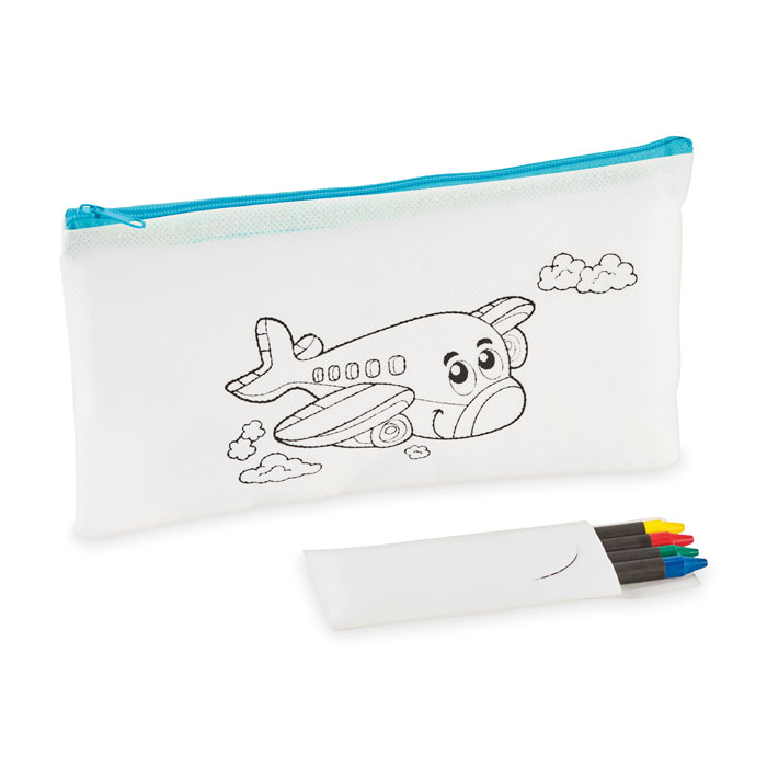 CRAY - Etui met 4 krijtjes - met logo of onbedrukt bestellen - Babyblauw