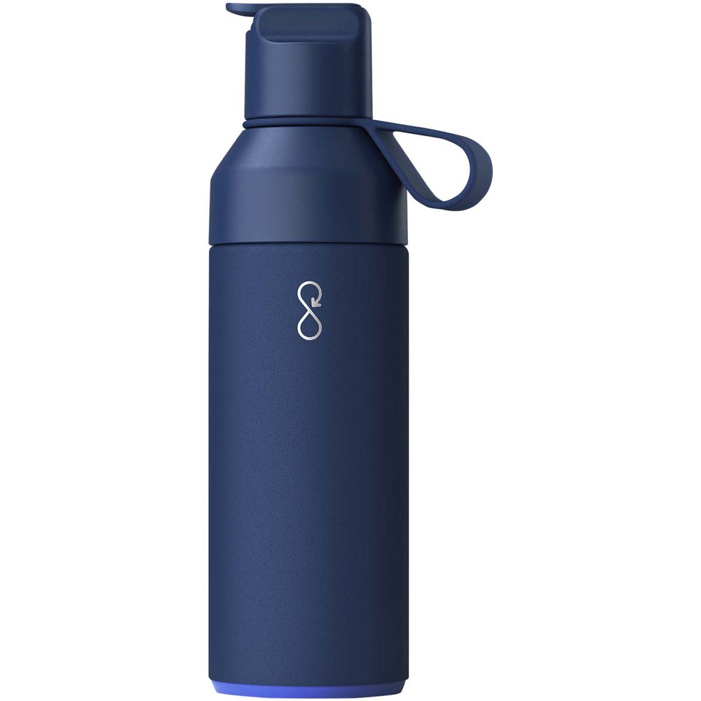 Ocean Bottle GO 500 ml vacuüm geïsoleerde waterfles - bedrukt of onbedrukt verkrijgbaar - Oceaanblauw