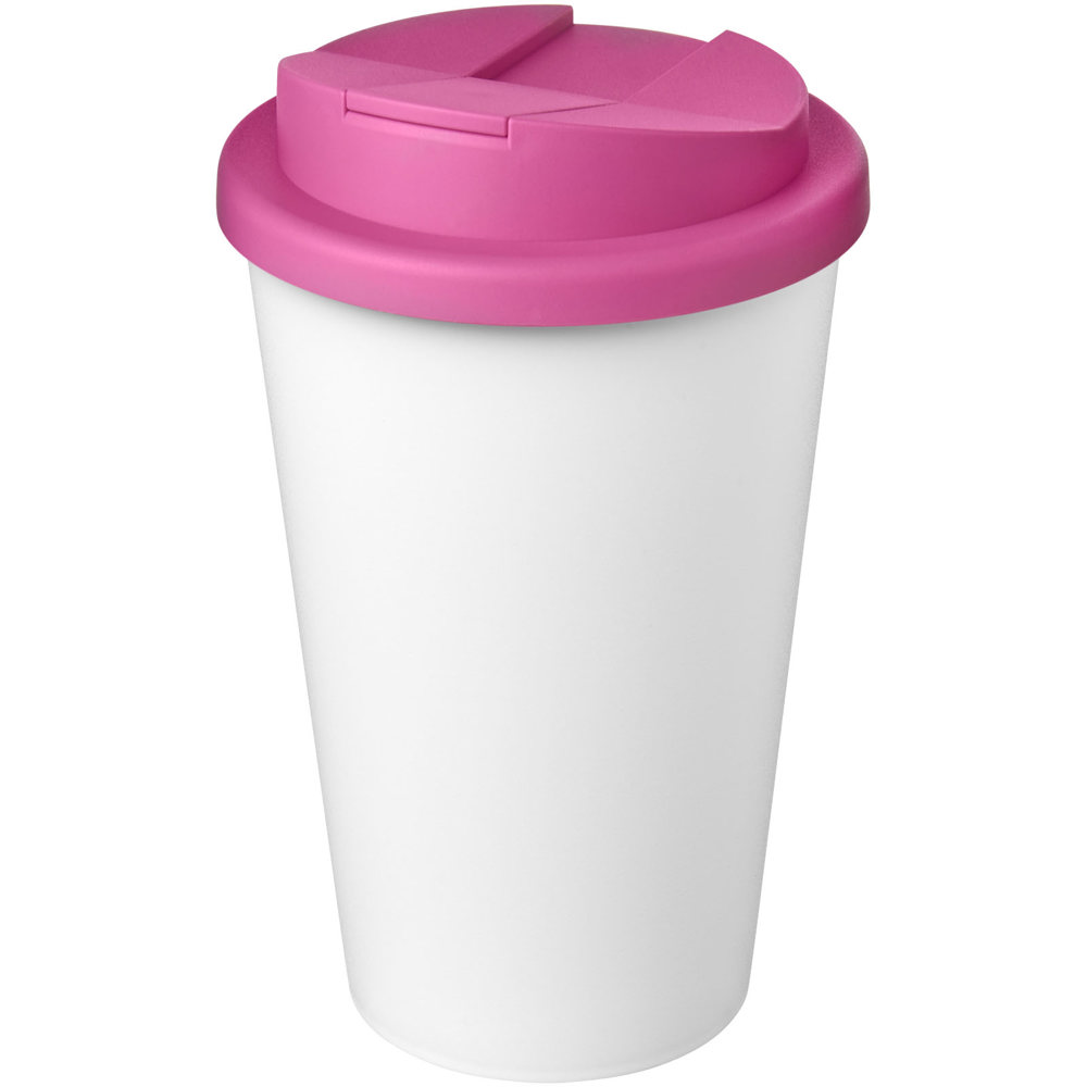 Americano® Eco 350 ml gerecyclede beker met spill-proof deksel - voor bedrijven en relatiegeschenken - Roze, Wit