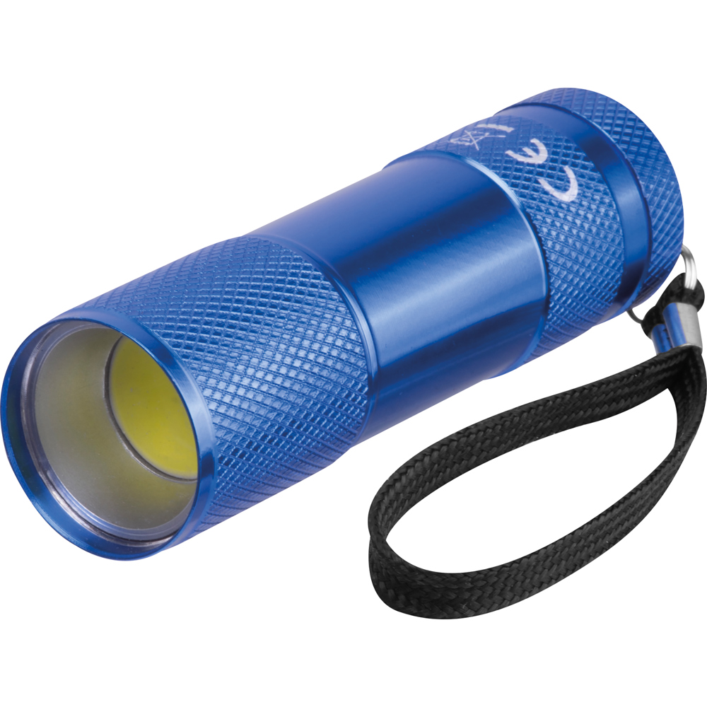 Aluminium zaklamp 9 LED - bedrukt of onbedrukt verkrijgbaar - Blauw