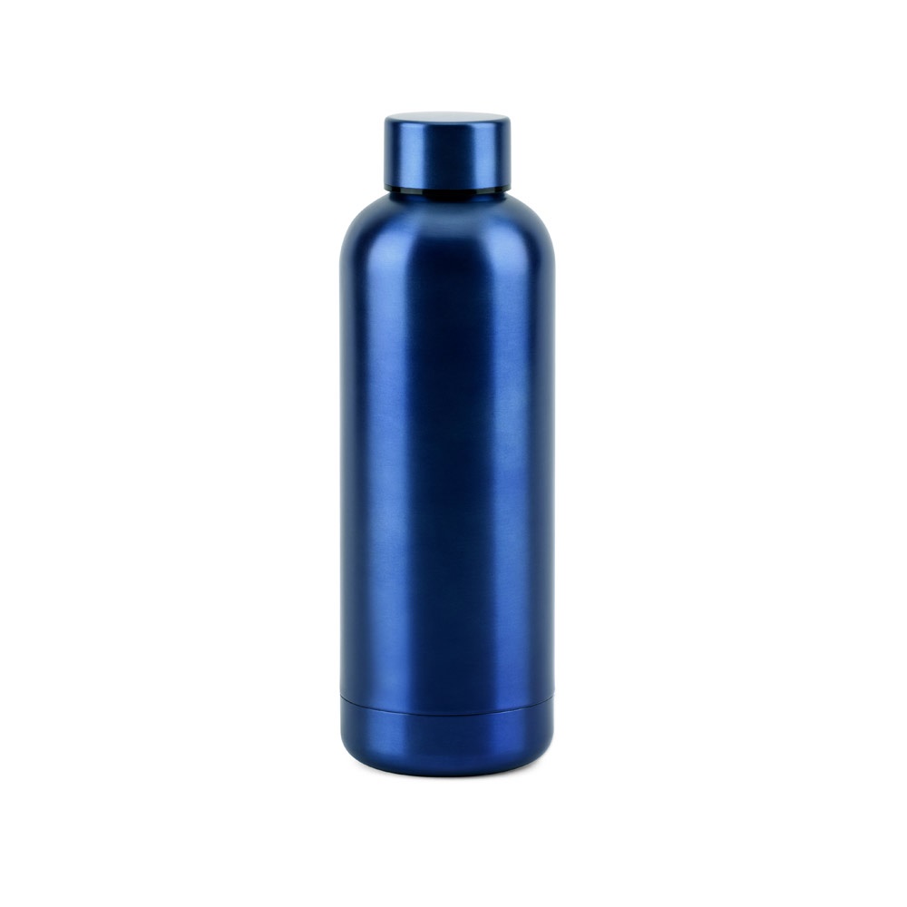 ODIN METTALIC. Fles van 90% gerecycled roestvrijstaal 550 mL - met logo of onbedrukt bestellen - Marineblauw