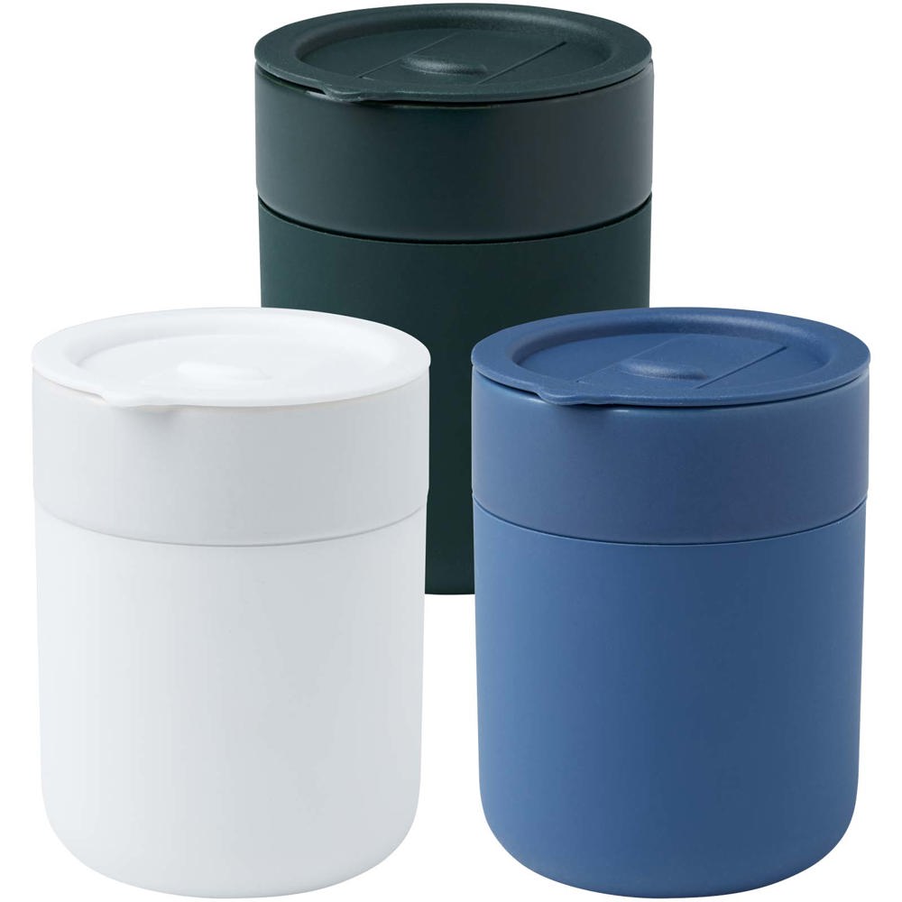 Java 330 ml beker van keramiek met siliconen wikkel en plastic deksel