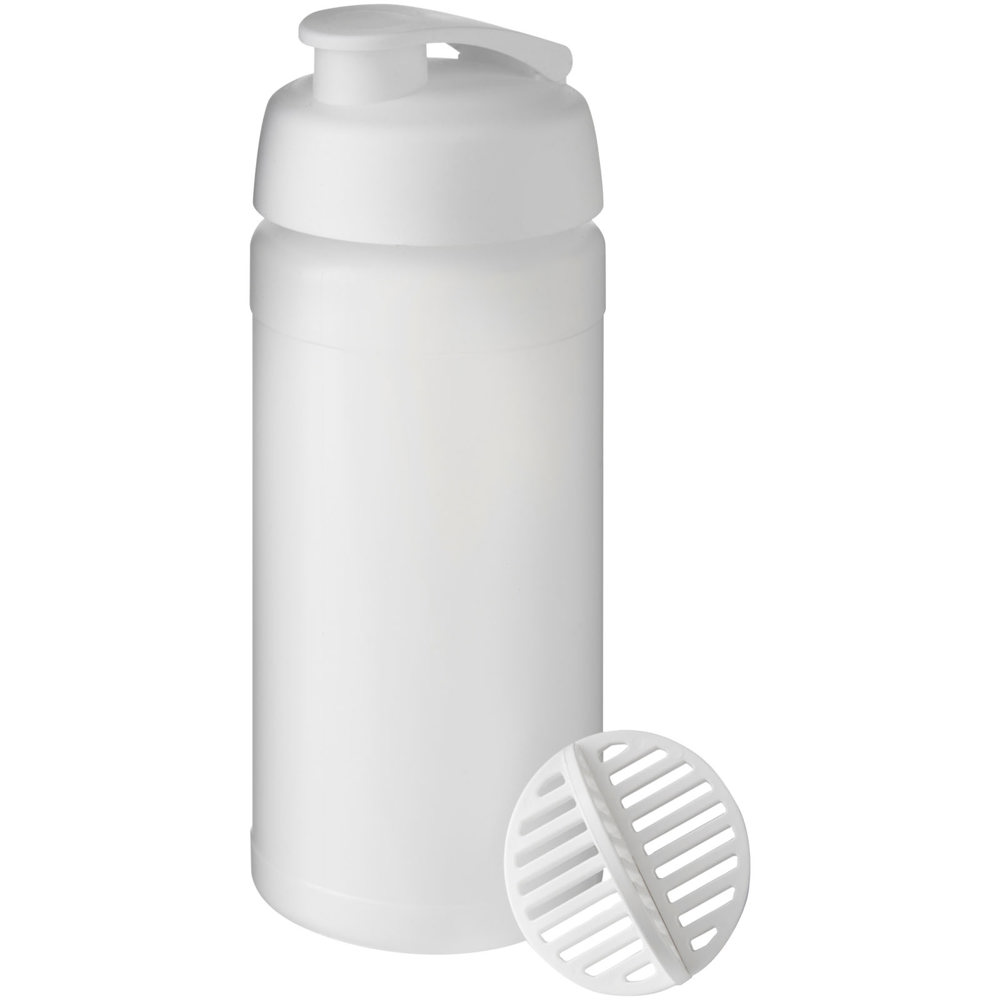 Baseline® Plus 500 ml sportfles met shaker bal - met logo of onbedrukt bestellen - Wit, Mat helder
