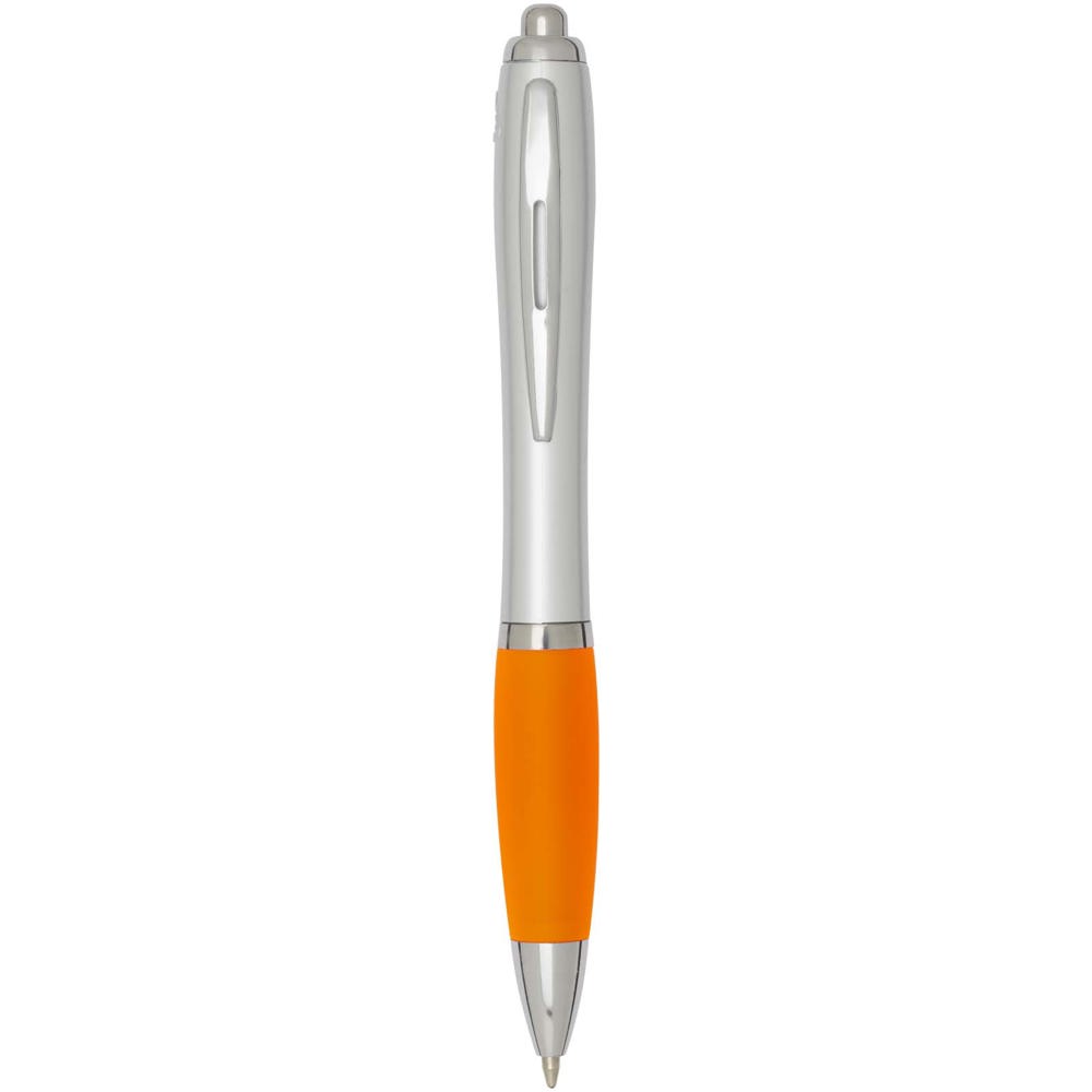 Nash RCS balpen van gerecycled plastic met zilveren behuizing en gekleurde grip (zwarte inkt) - oranje