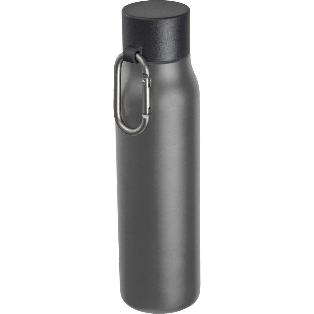 Dubbelwandige drinkfles met karabijnhaak, 600 ml - met logo of onbedrukt bestellen - Antraciet