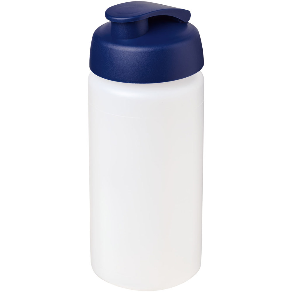 Baseline® Plus grip 500 ml sportfles met flipcapdeksel - met logo of onbedrukt bestellen - Transparent, Blauw