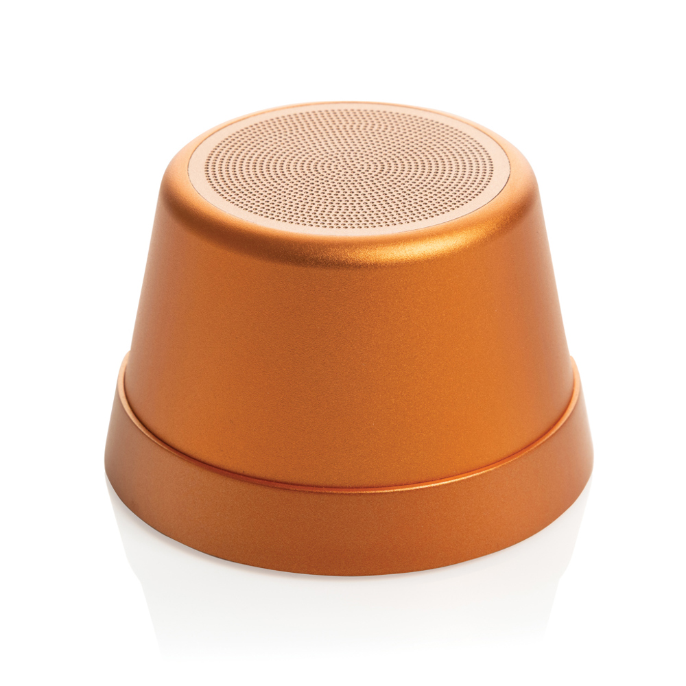 Nivio RCS gerecycled aluminum magnetische 5W Speaker - bedrukt of onbedrukt verkrijgbaar - oranje (± PMS 7577C)