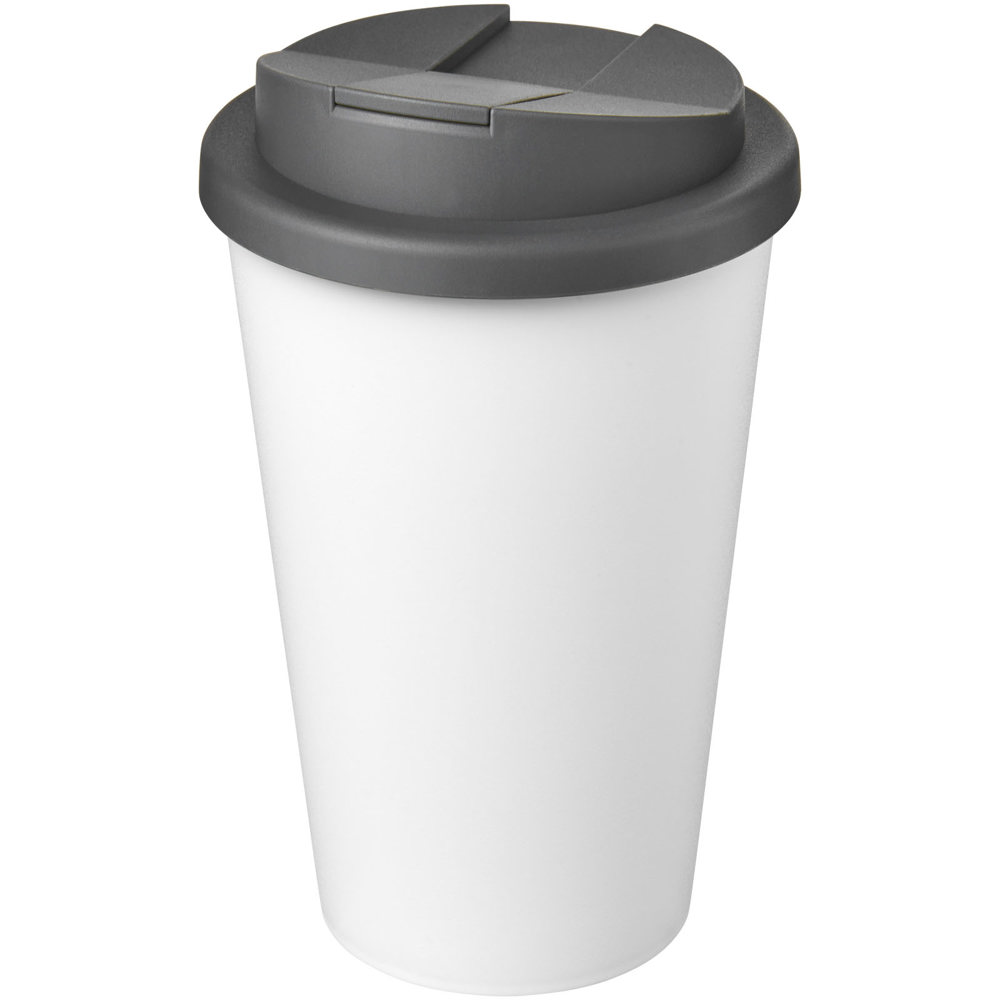 Americano® Eco 350 ml gerecyclede beker met spill-proof deksel - voor bedrijven en relatiegeschenken - Grijs, Wit