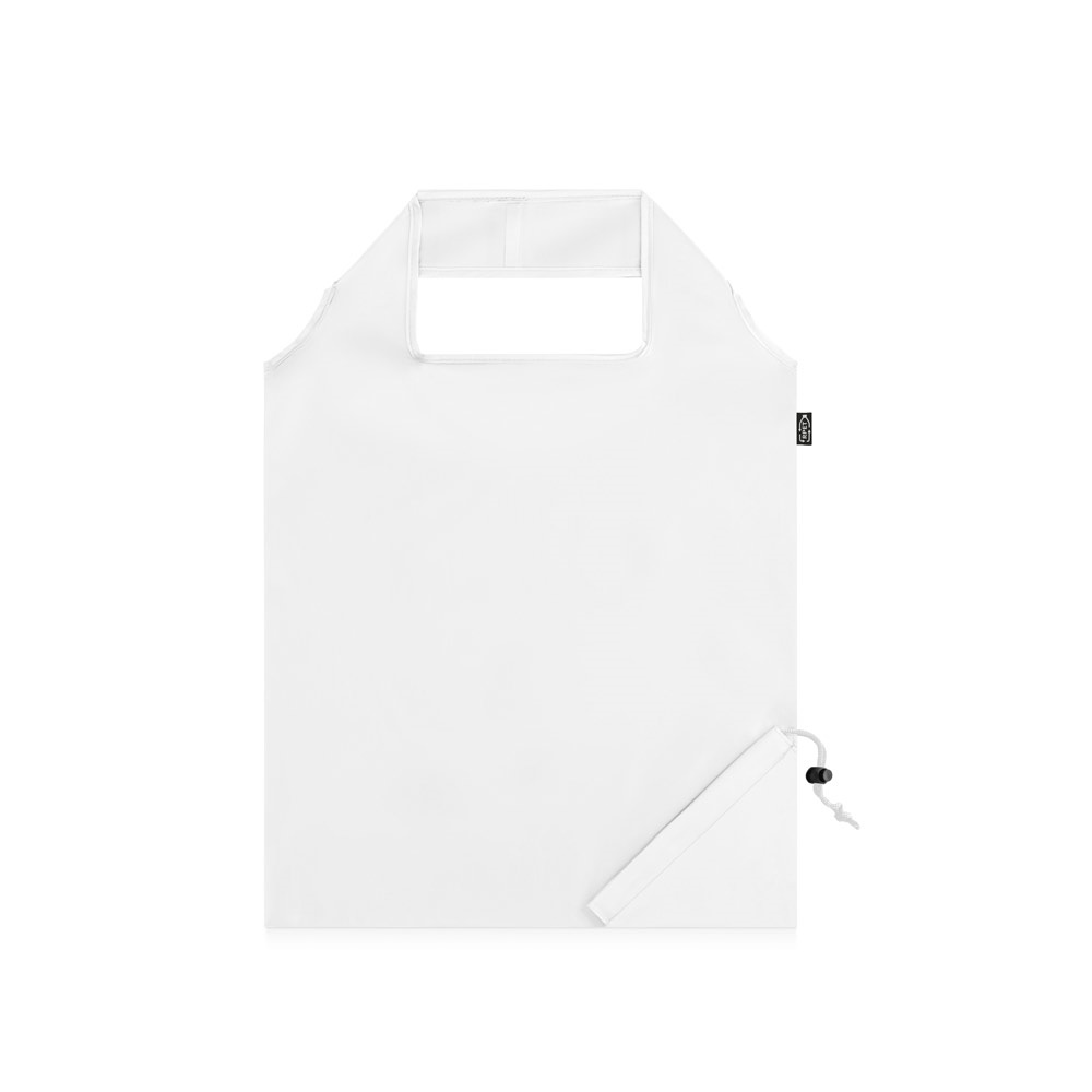BEIRA. 190T gerecycled polyester (100% rPET) opvouwbare tas - bedrukt of onbedrukt verkrijgbaar - wit