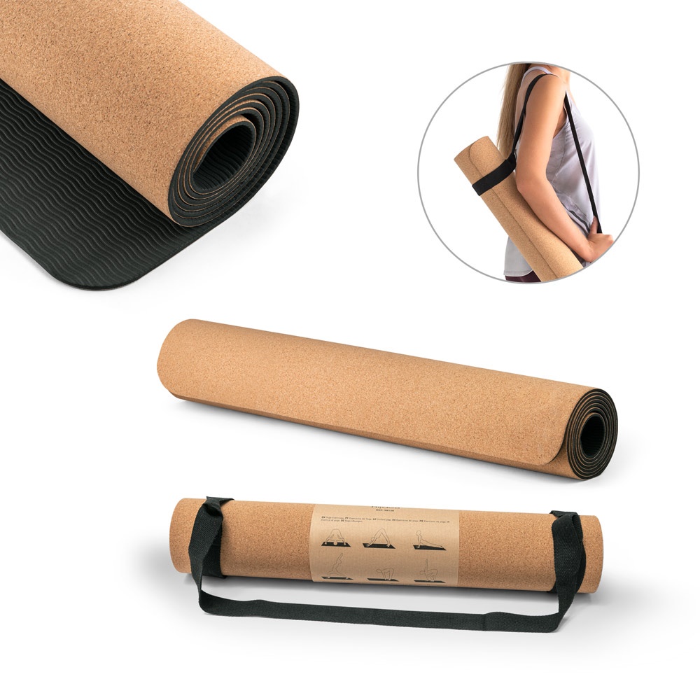 GERES. Oefenmat voor yoga van kurk en TPE. Tot 3.7 mm dik - met logo of onbedrukt bestellen