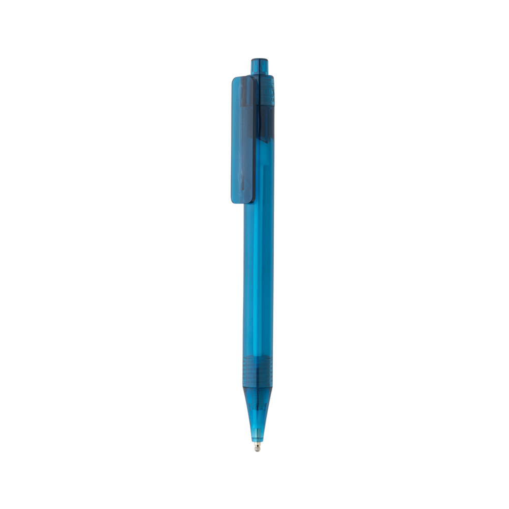 GRS RPET X8 transparante pen - voor bedrijven en relatiegeschenken - blauw (± PMS 541)