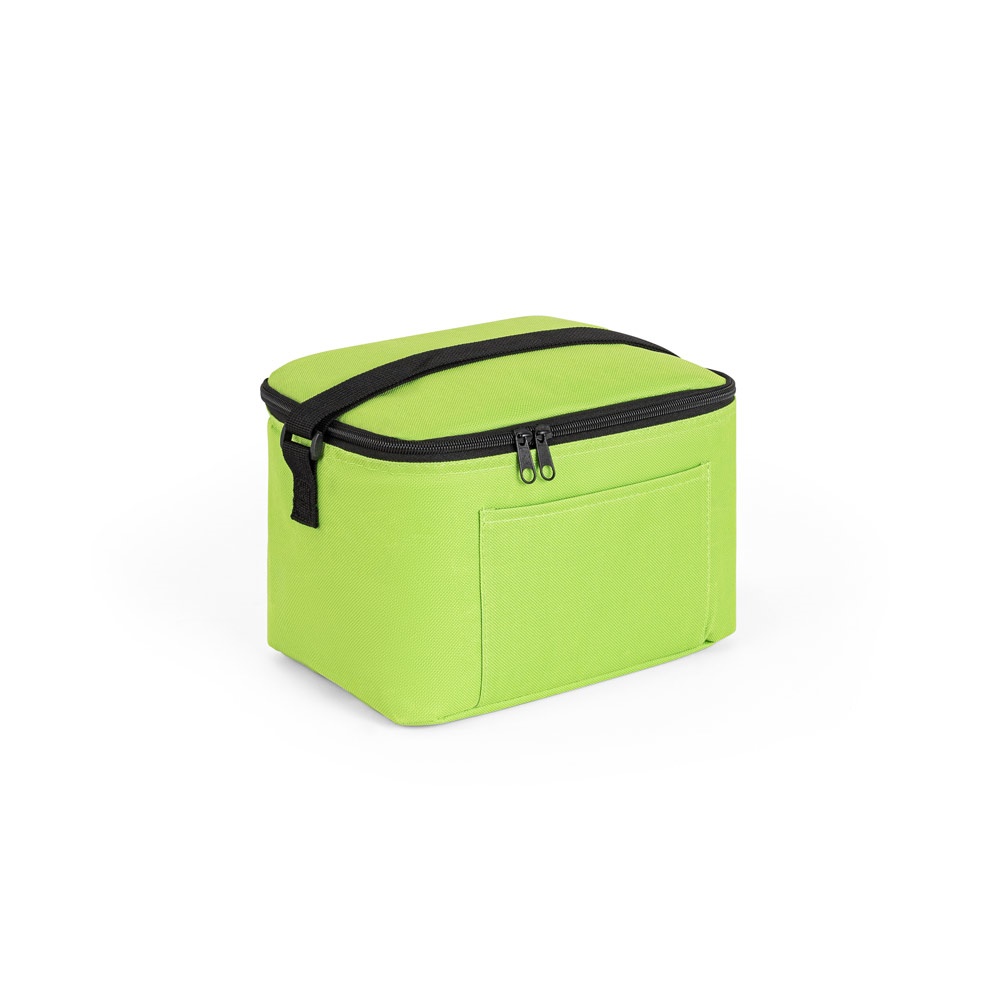 CANCUN. Thermische tas van 600D gerecycled polyester met verstelbare riem 7 L - bedrukt of onbedrukt - Licht groen
