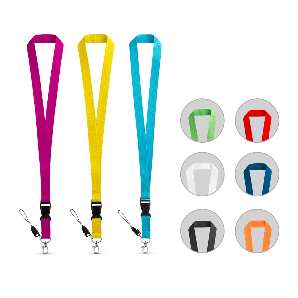 ANQUETIL. Polyester lanyard met metalen karabijnhaak - voor bedrijven en relatiegeschenken