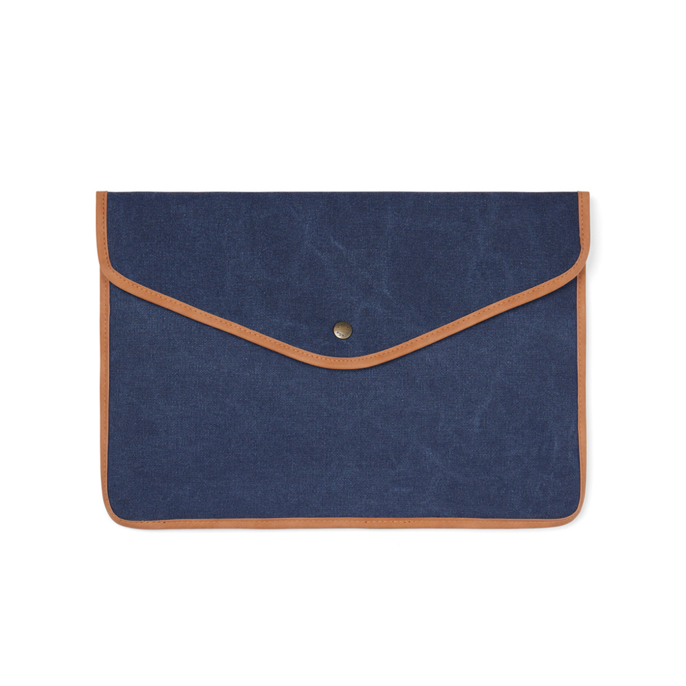 VINGA Bosler GRS recycled canvas 16" laptop sleeve - met logo of onbedrukt bestellen - donkerblauw (± PMS 2379)