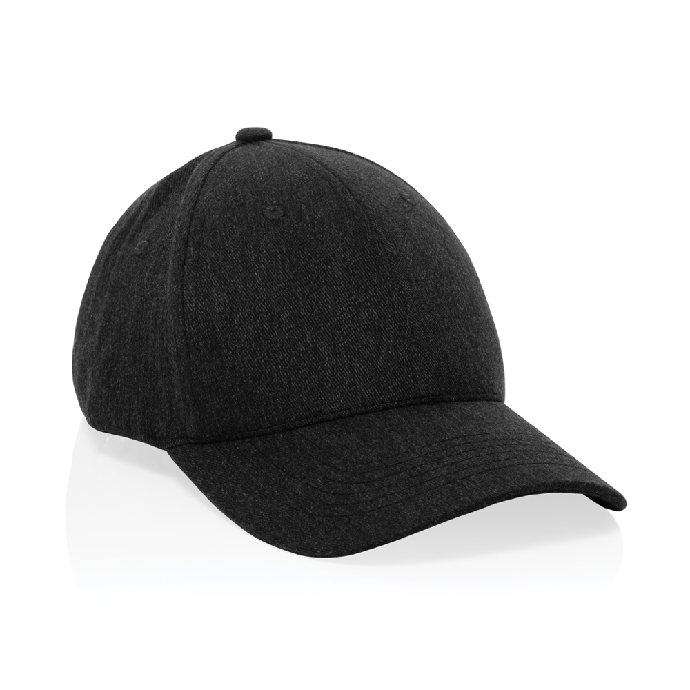 Milo AWARE™ recycled heather 6 paneel cap 200gr - met logo of onbedrukt bestellen - zwart (± PMS Black)