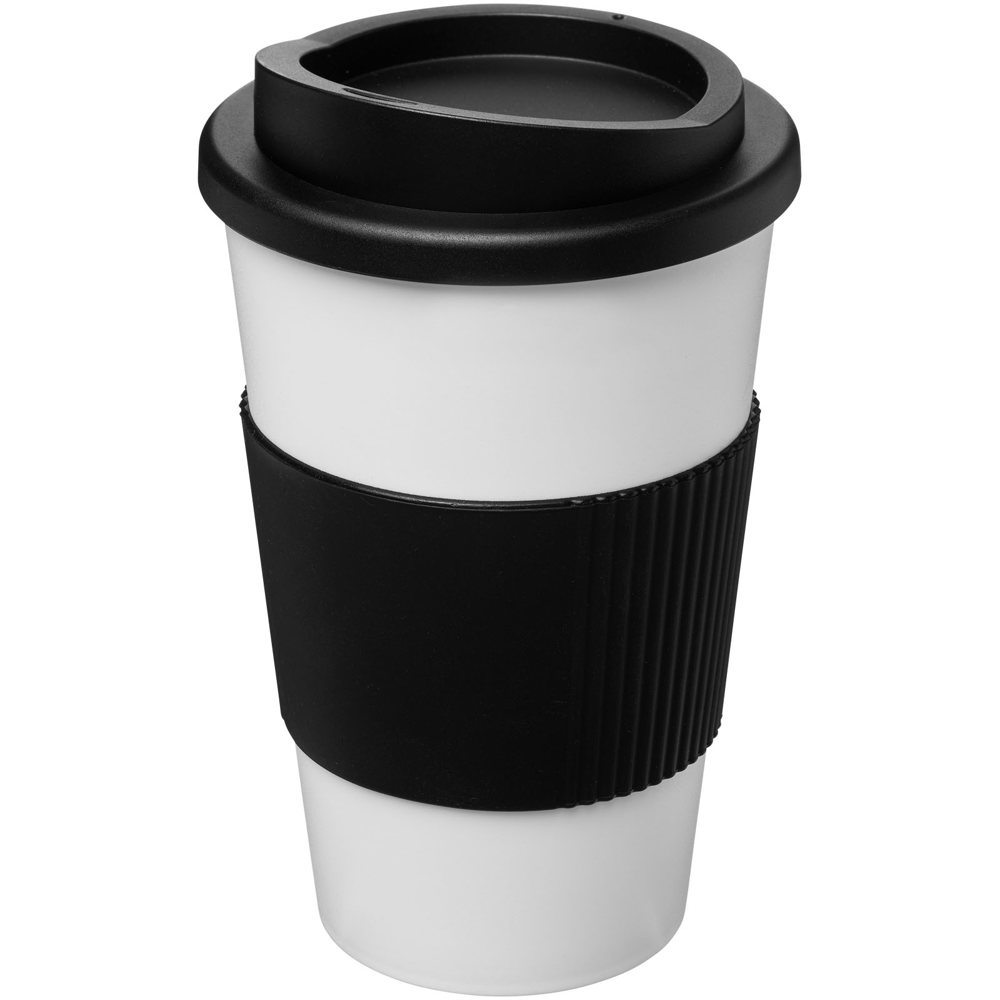 Americano® 350 ml geïsoleerde beker met grip - kopen of bedrukken - Wit, Zwart