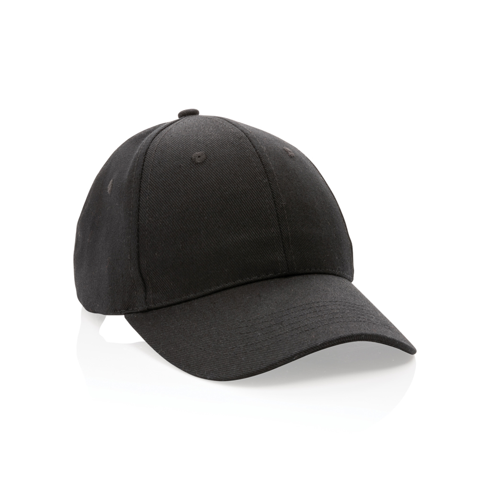 Impact AWARE™ 6 panel 280gr gerecycled katoenen cap - voor bedrijven en relatiegeschenken - zwart (± PMS Black)
