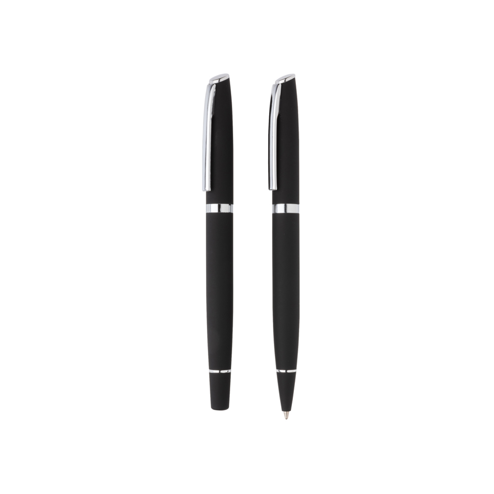 Deluxe pen set - met logo of onbedrukt bestellen - zwart (± PMS Black)