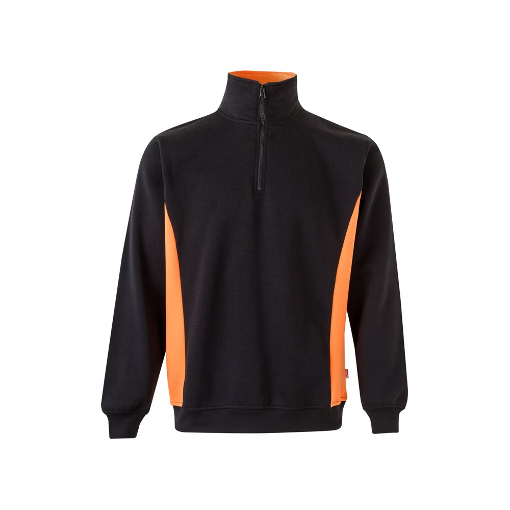 VL SVAROG. Tweekleurig sweatshirt van badstof (260g/m²), van polyester (65%) en katoen (35%) - voor bedrijven - Zwart, Oranje