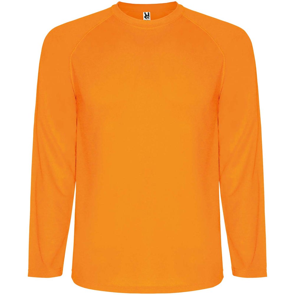 Montecarlo heren sport t-shirt met lange mouwen - met logo of onbedrukt bestellen - Fluor oranje