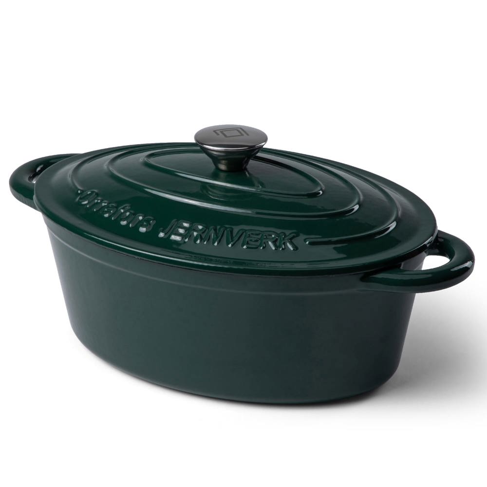 Orrefors Jernverk Ovale geëmailleerde braadpan 3.5L - voor bedrijven en relatiegeschenken - groen