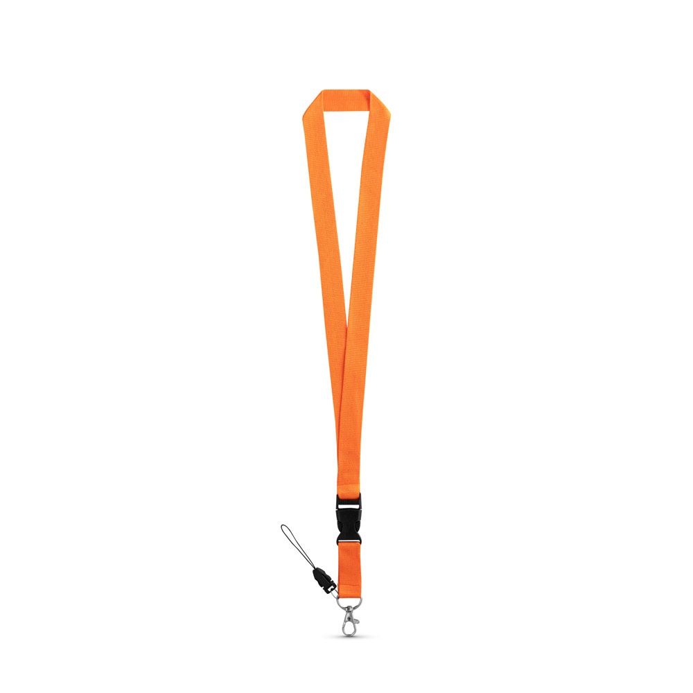 ANQUETIL. Polyester lanyard met metalen karabijnhaak - voor bedrijven en relatiegeschenken - Oranje