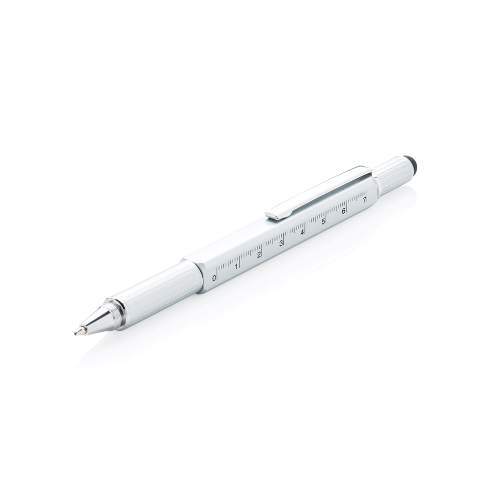 5-in-1 aluminium toolpen - kopen of bedrukken - grijs (± PMS 877)