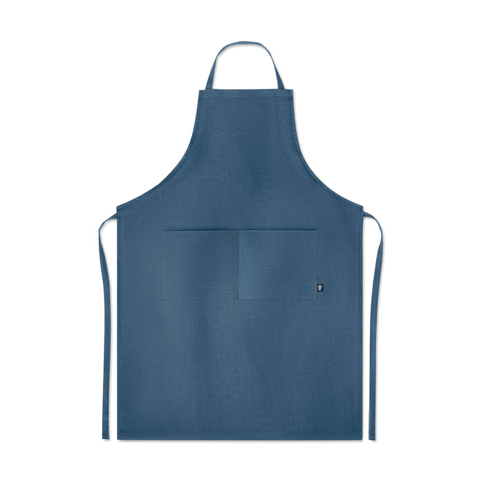 NAIMA APRON - Verstelbaar schort van hennep - bedrukt of onbedrukt verkrijgbaar - blauw