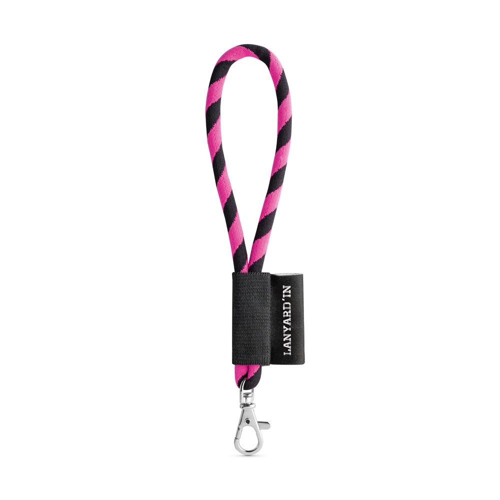 75090. Lanyard Tube Short Set. Standaard modellen - voor bedrijven en relatiegeschenken - Zwart, Roze