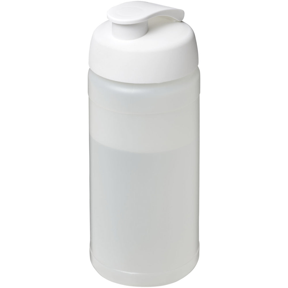 Baseline® Plus 500 ml sportfles met flipcapdeksel - met logo of onbedrukt bestellen - Transparent, Wit