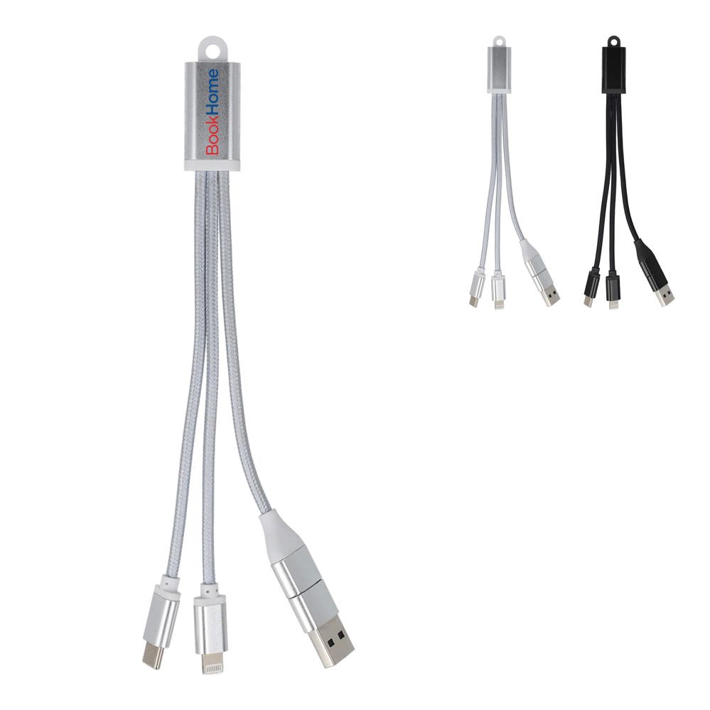 2-in-1 Oplaadkabel USB-A/C naar USB-C & Lightning Aluminium - voor bedrijven en relatiegeschenken