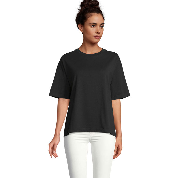BOXY WOMEN - BOXY OVERSIZE T-SHIRT DAMES - kopen of bedrukken - Diep Zwart