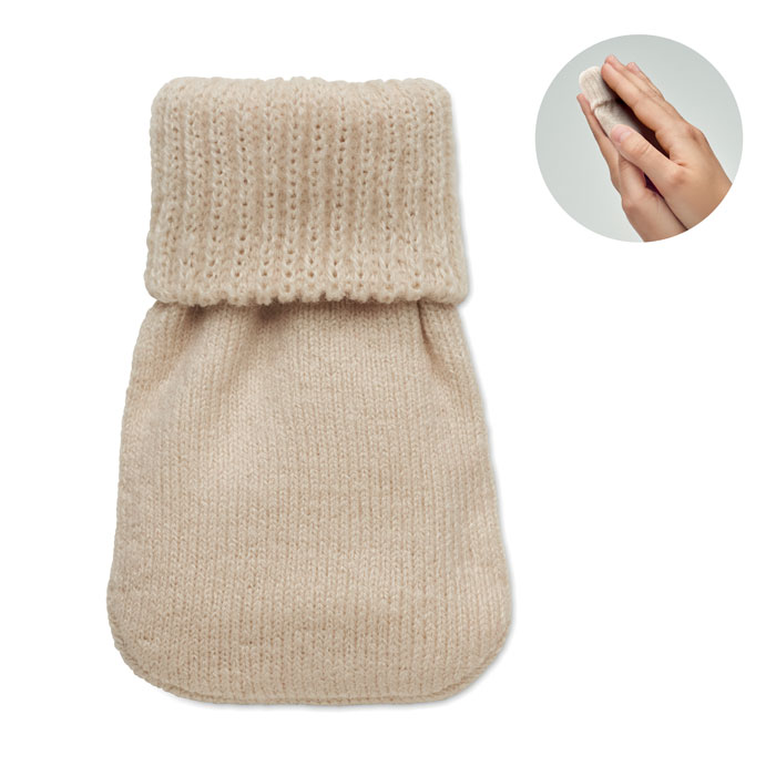 WARMMUFF - Handwarmer gebreid polyester - met logo of onbedrukt bestellen - beige