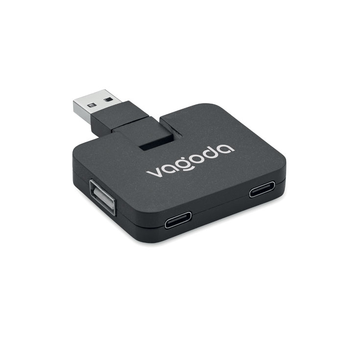 SQUARE-C - 4-poorts USB-hub - met logo of onbedrukt bestellen