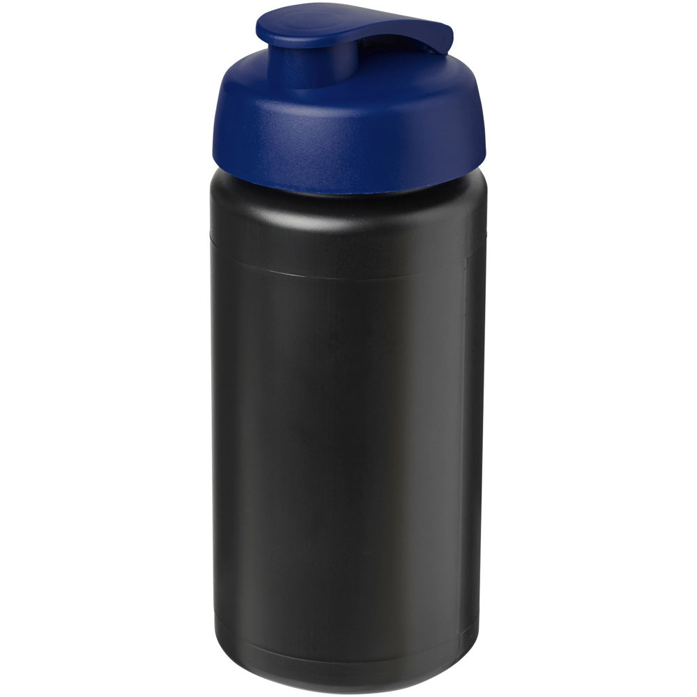Baseline® Plus grip 500 ml sportfles met flipcapdeksel - met logo of onbedrukt bestellen - Zwart, Blauw