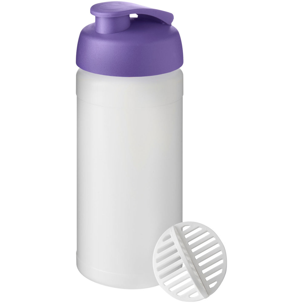 Baseline® Plus 500 ml sportfles met shaker bal - met logo of onbedrukt bestellen - Paars, Mat helder