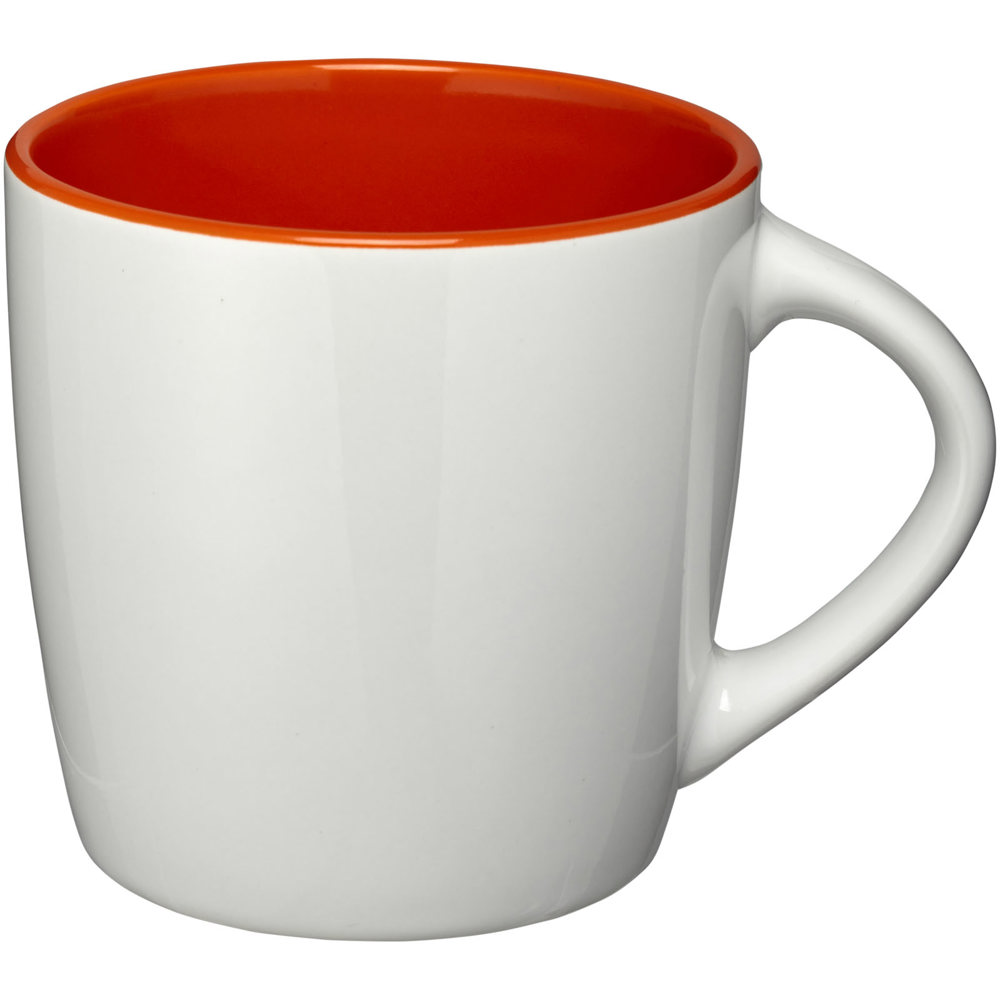 Azteek 340 ml keramische mok - voor bedrijven en relatiegeschenken - Wit, Oranje