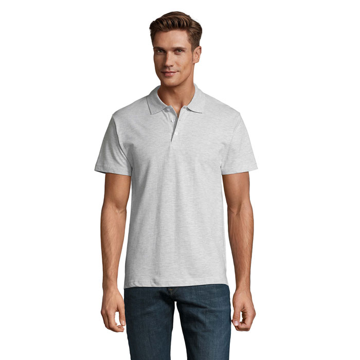 SPRING II - SPRING II HEREN Polo 210g - met logo of onbedrukt bestellen - Asgrijs