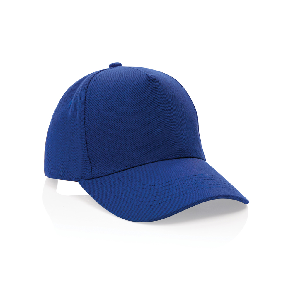 Impact AWARE™ 5 panel 280gr recycled katoenen cap - bedrukt of onbedrukt verkrijgbaar - blauw (± PMS blue)