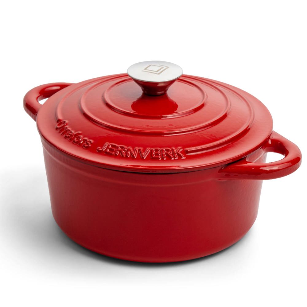 Orrefors Jernverk geëmailleerde braadpan 2.8L - bedrukt of onbedrukt verkrijgbaar - Rood