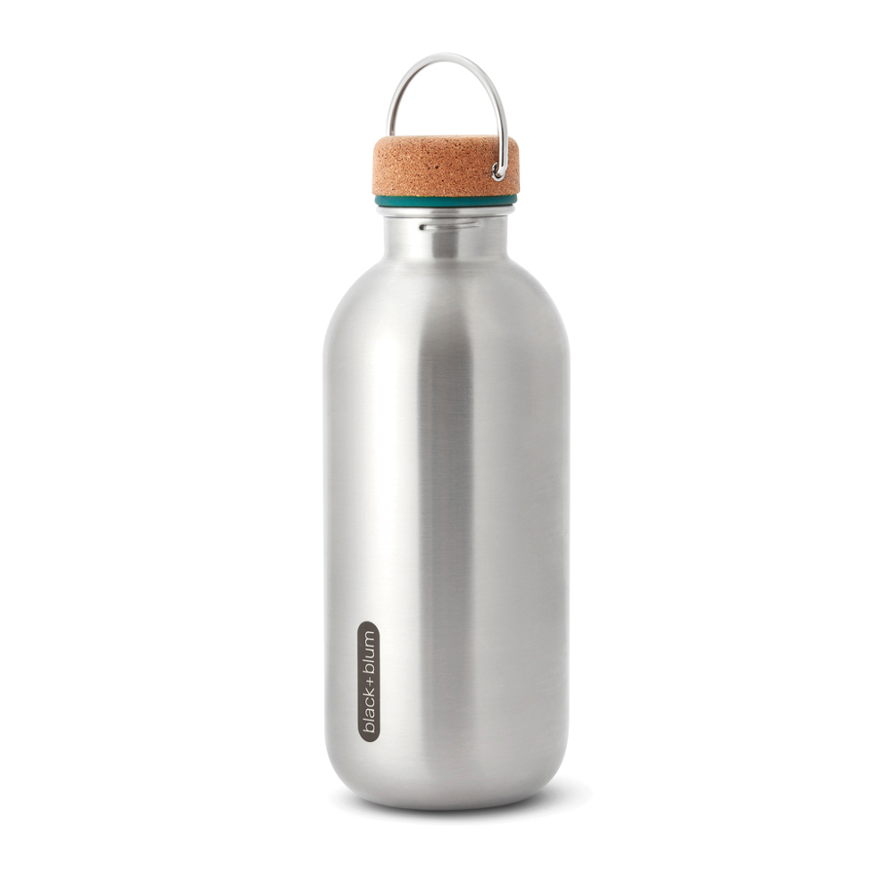 Black+Blum Stalen Water Fles 600ml - bedrukt of onbedrukt verkrijgbaar - turquoise (± PMS 315U)
