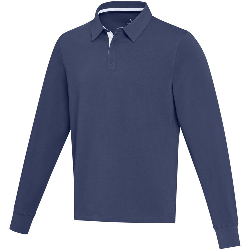 Clyde unisex organic rugbypolo sweatshirt - bedrukt of onbedrukt verkrijgbaar - Marineblauw